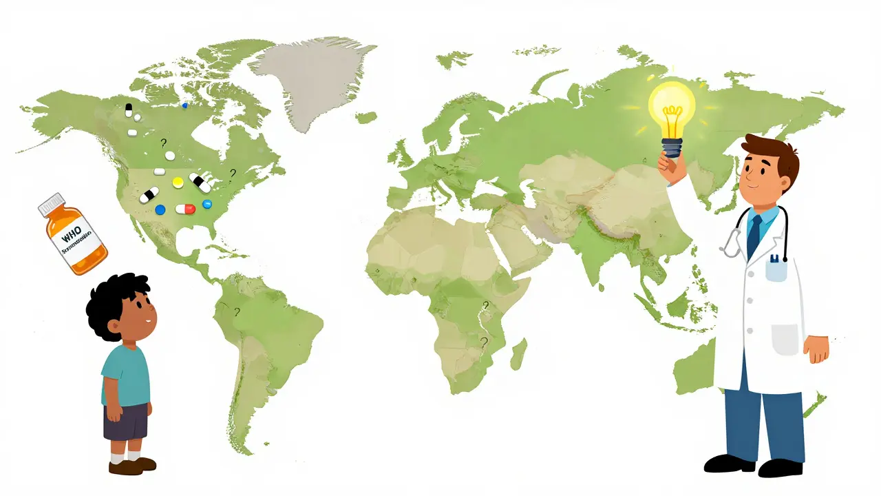 A global map contrasts pill availability in the U.S. with scarcity in low-income countries, featuring a triple-combination pill.