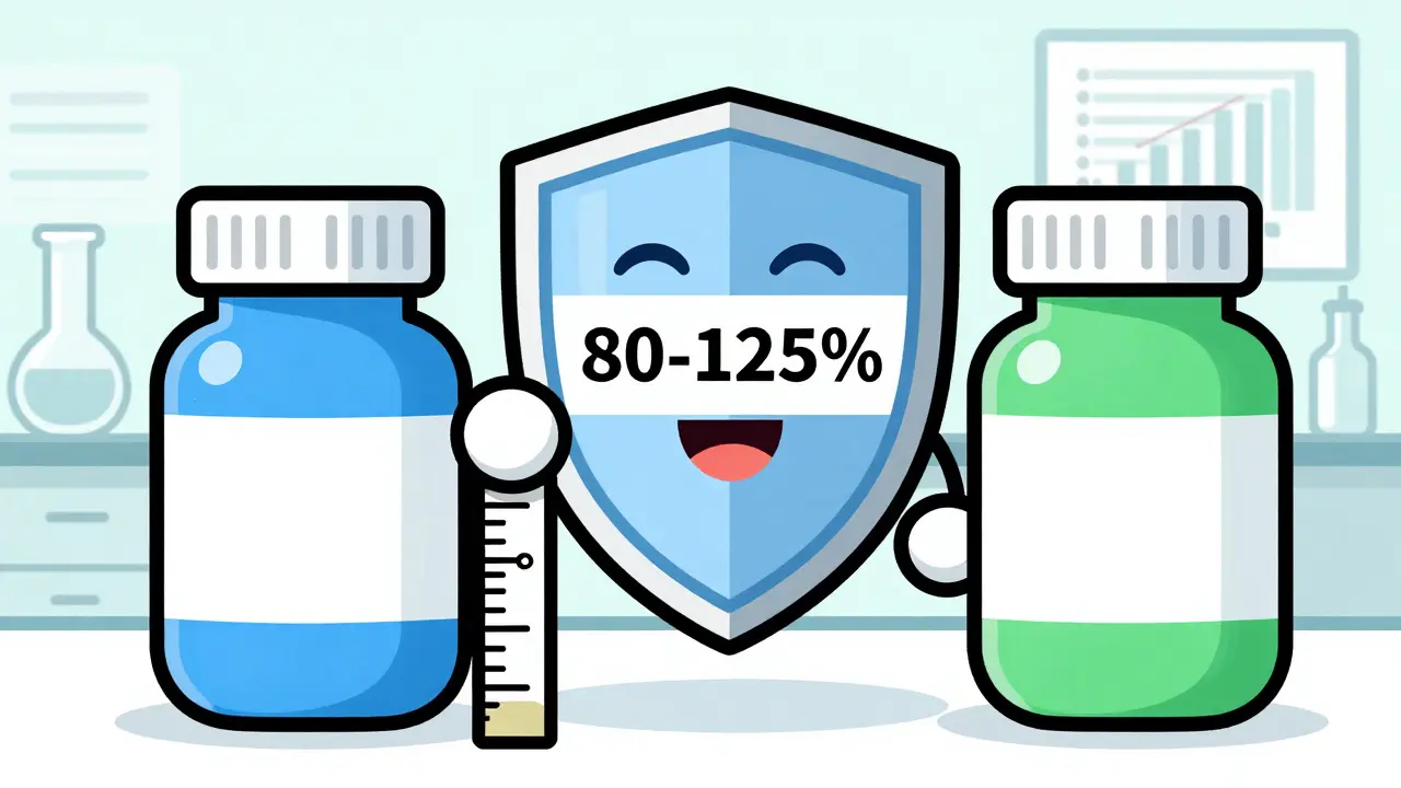Illustration of FDA measuring bioequivalence between two pill bottles