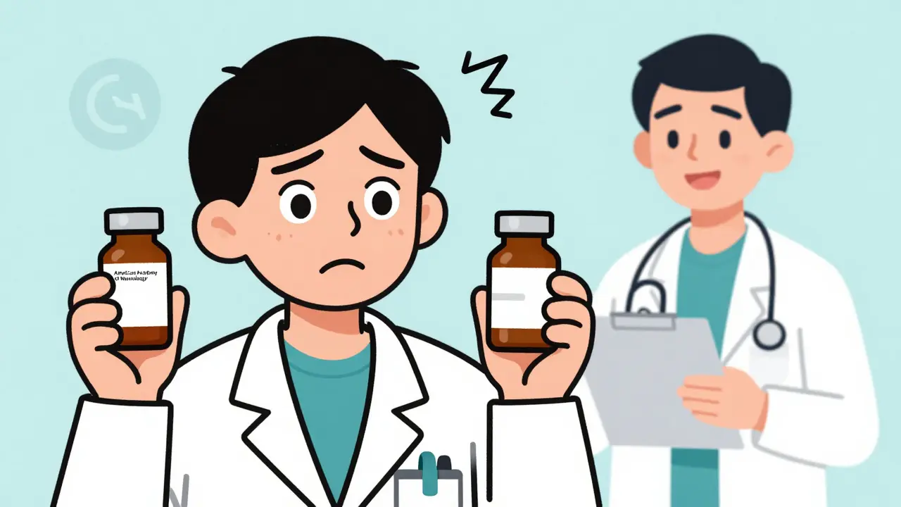 Neurologist and oncologist characters showing different views on generics