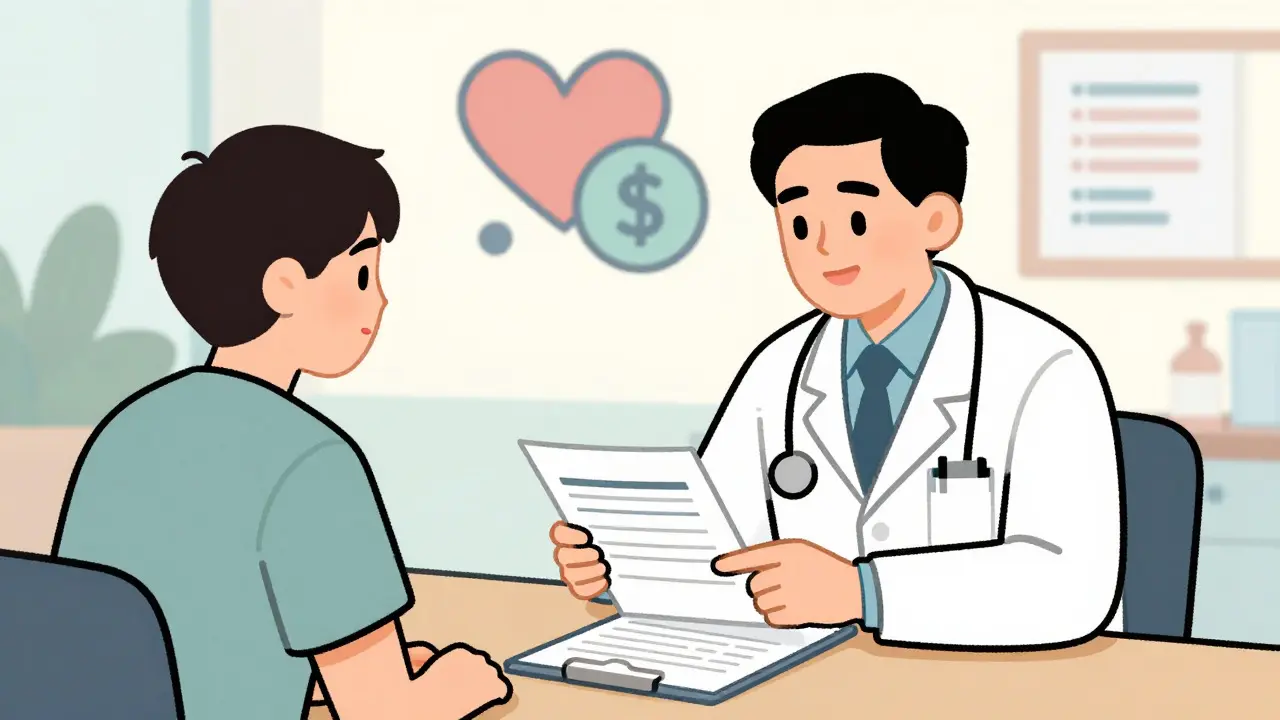 Doctor advising patient on prescription coverage options