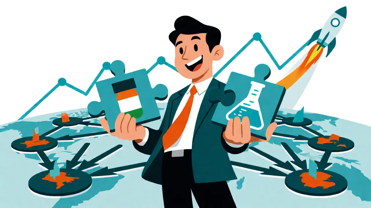 Strategist balancing Indian and Chinese pharma sources for supply chain resilience.